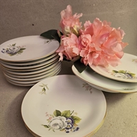 kagetallerken-hvid-vildrose-violer-bing-grøndahl-gammel-porcelænstallerken-dansk